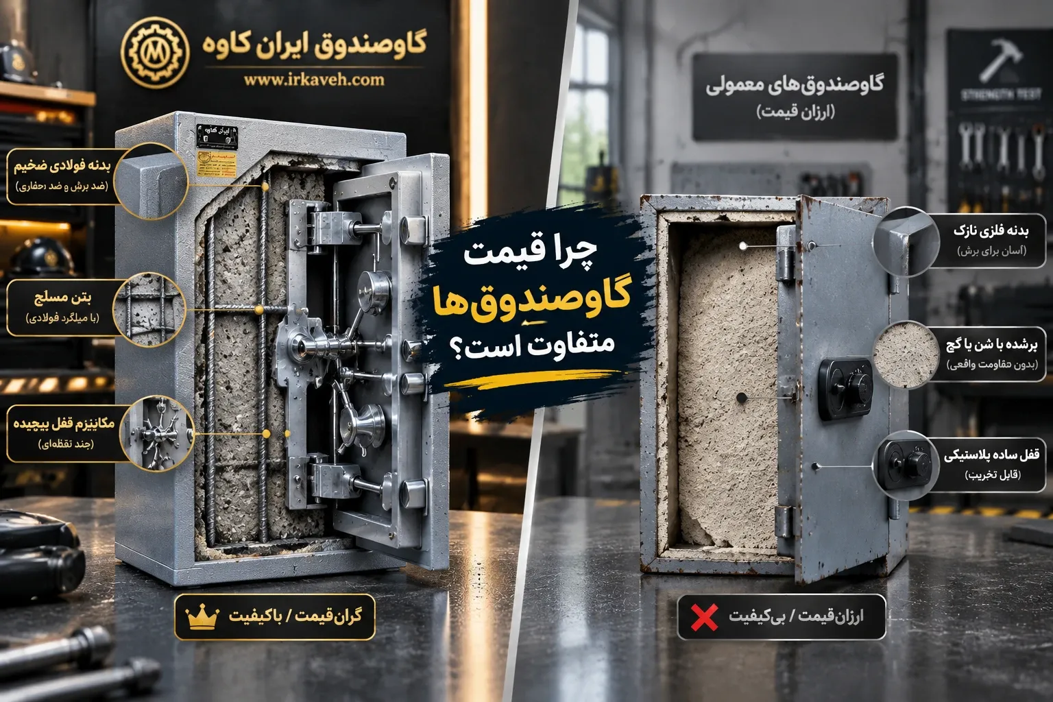 چرا قیمت گاوصندوق‌ها این‌قدر متفاوت است؟ تحلیل عوامل موثر بر قیمت